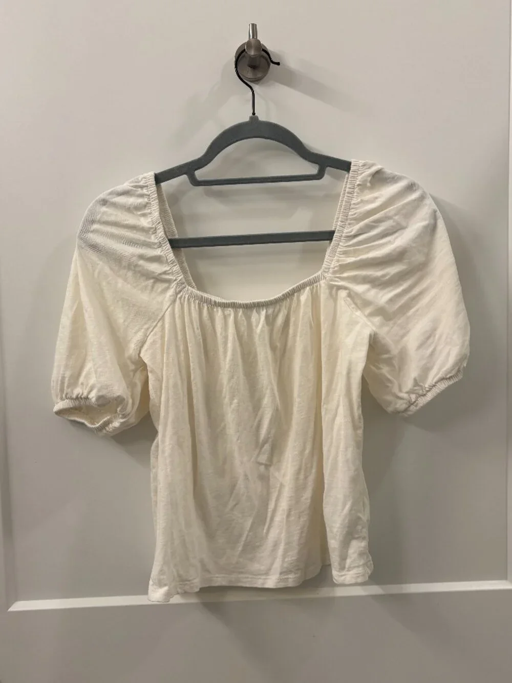 Old Navy Square-Neck Puff-Sleeve Top Size Small Color Sea Salt